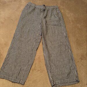 Old Navy Black & White Striped Linen Blend Drawstring Pants – Size M